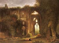 Samuel Colman - Tintern Abbey With Elegant Figures